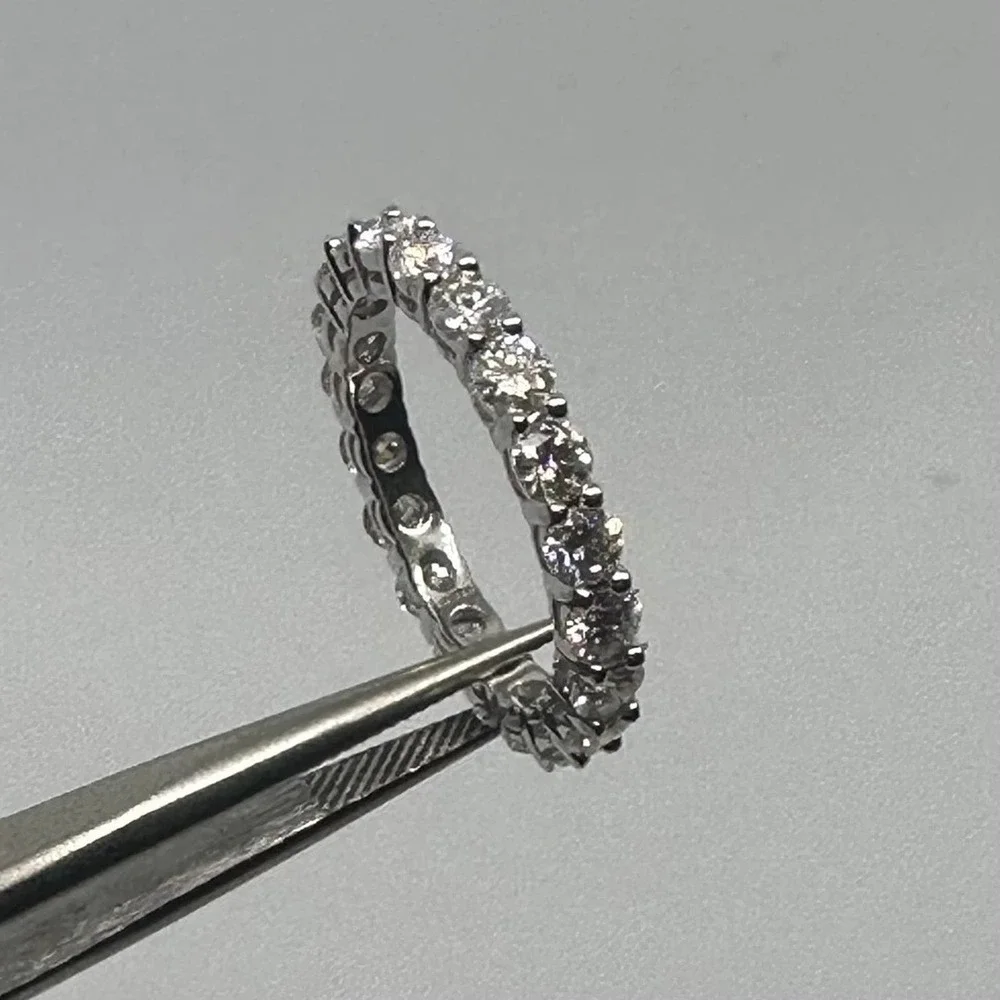 Moissanite Diamond Ring Eternity Wedding Band Anniversary Brilliant 2 Ct Size 7